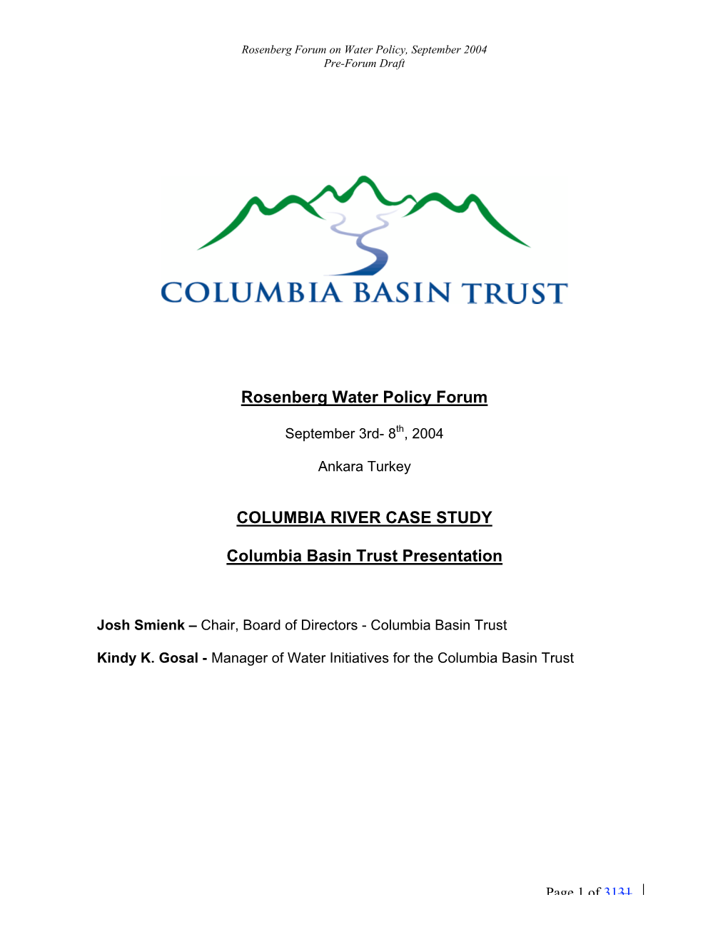 Columbia Basin Trust, Columbia River Case Study, (PDF)