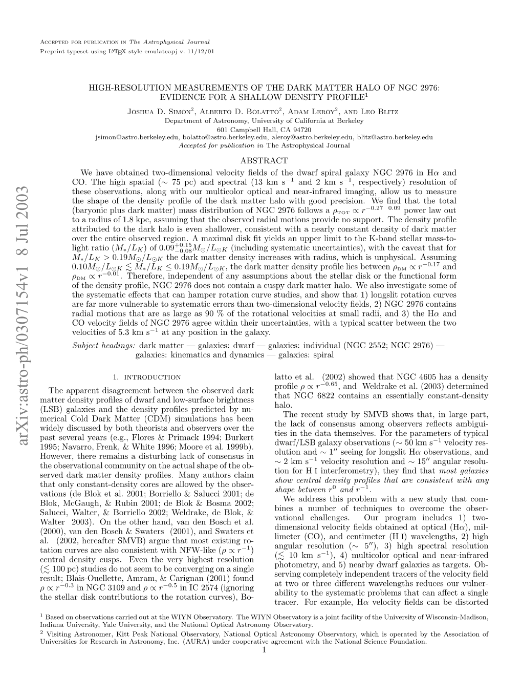 High-Resolution Measurements of the Dark Matter Halo of NGC 2976