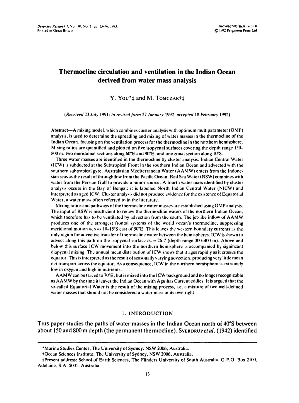 Thermocline Circulation and Ventilation in the Indian Ocean Derived from Water Mass Analysis