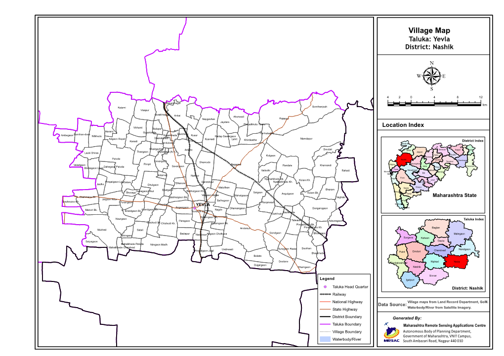 Village Map Taluka: Yevla District: Nashik Μ 4 2 0 4 8 12