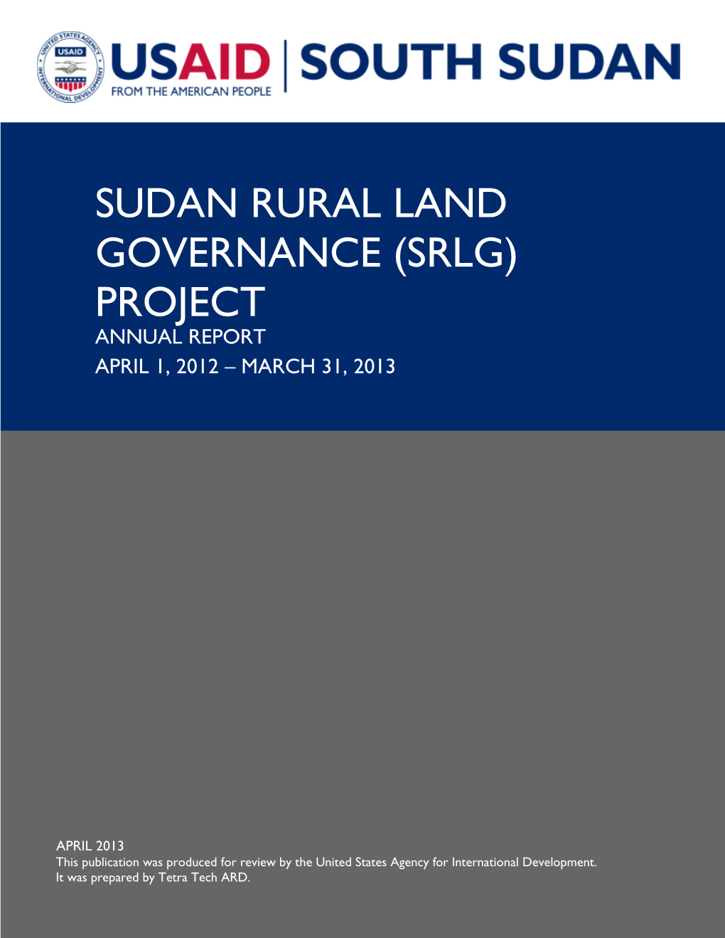 Sudan Rural Land Governance (Srlg) Project