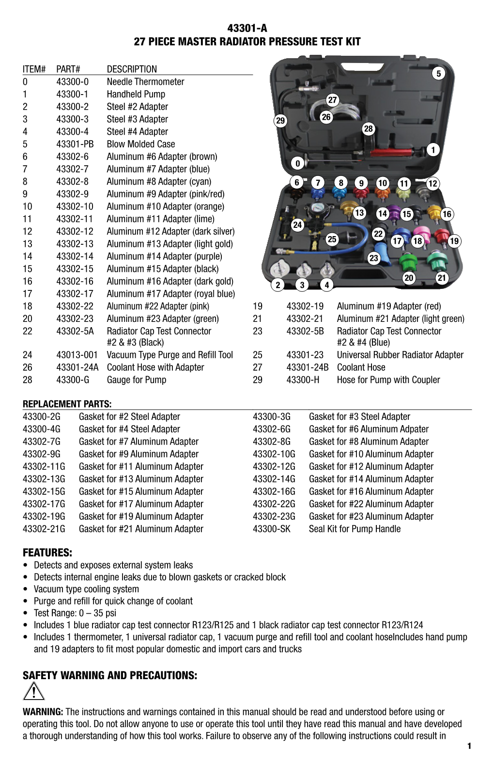 Instructions and Warnings Contained in This Manual Should Be Read and Understood Before Using Or Operating This Tool