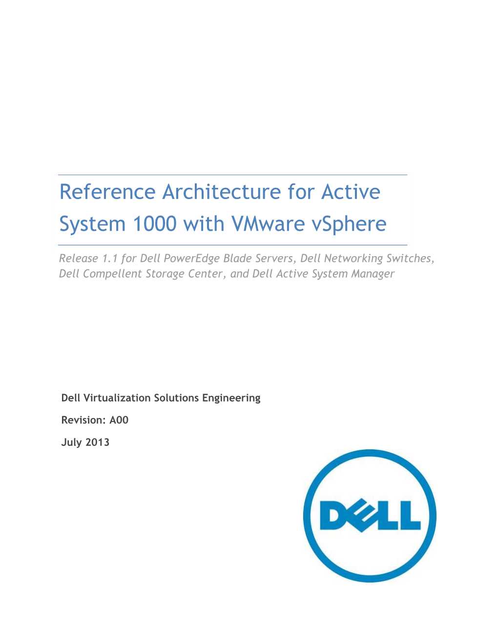 Reference Architecture for Active System 1000 with Vmware Vsphere