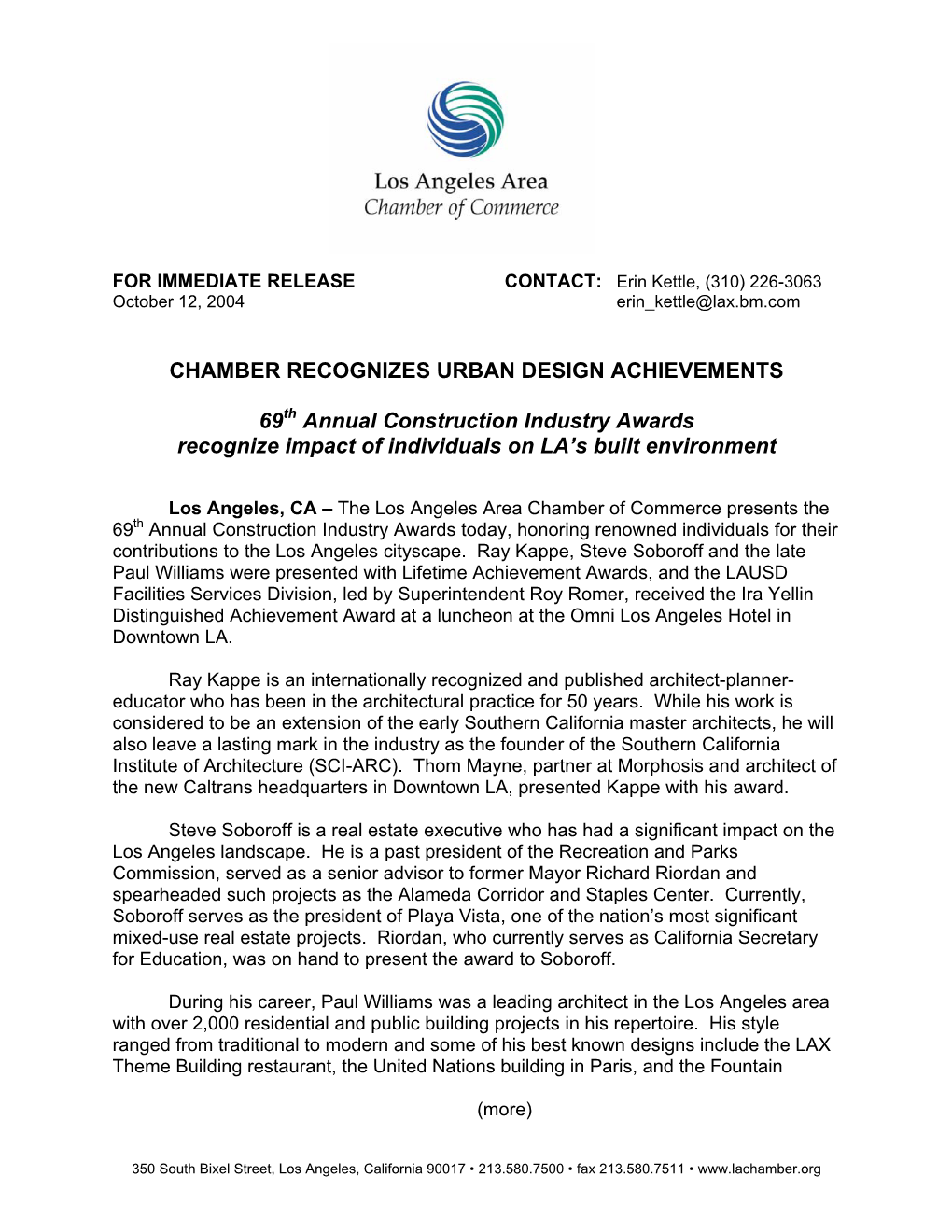 Chamber Recognizes Urban Design Achievements