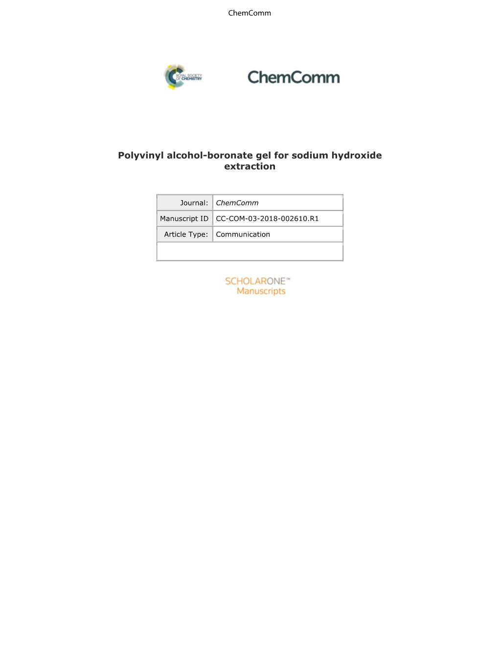 Polyvinyl Alcohol-Boronate Gel for Sodium Hydroxide Extraction