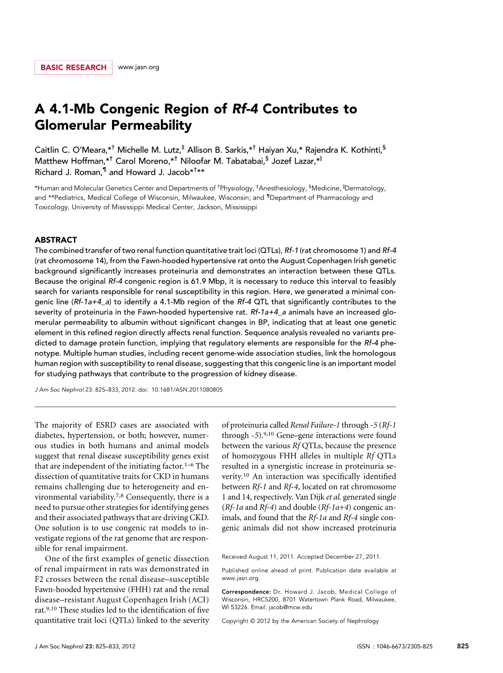 A 4.1-Mb Congenic Region of Rf-4 Contributes to Glomerular Permeability