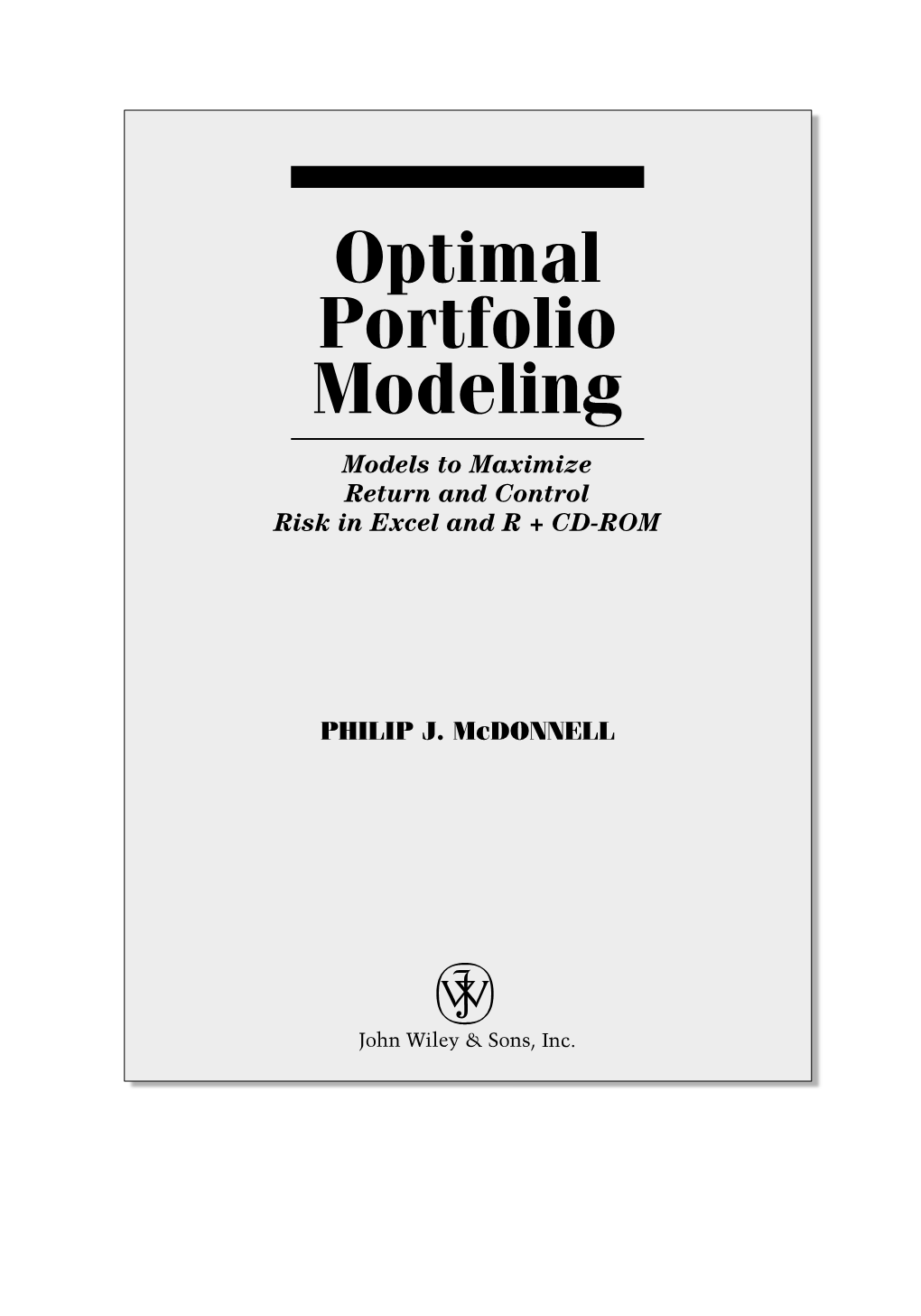 Optimal Portfolio Modeling