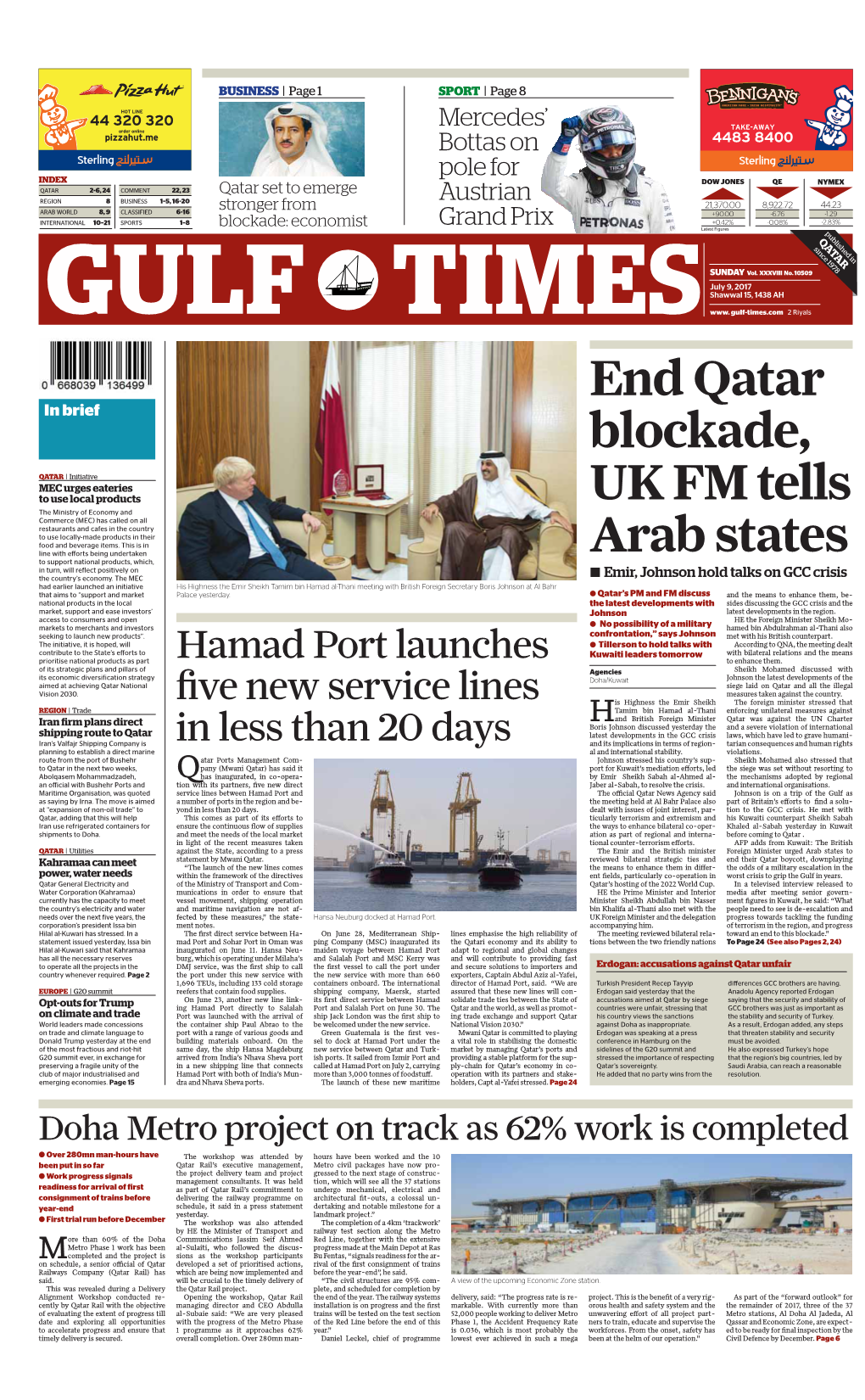 End Qatar Blockade, UK FM Tells Arab States