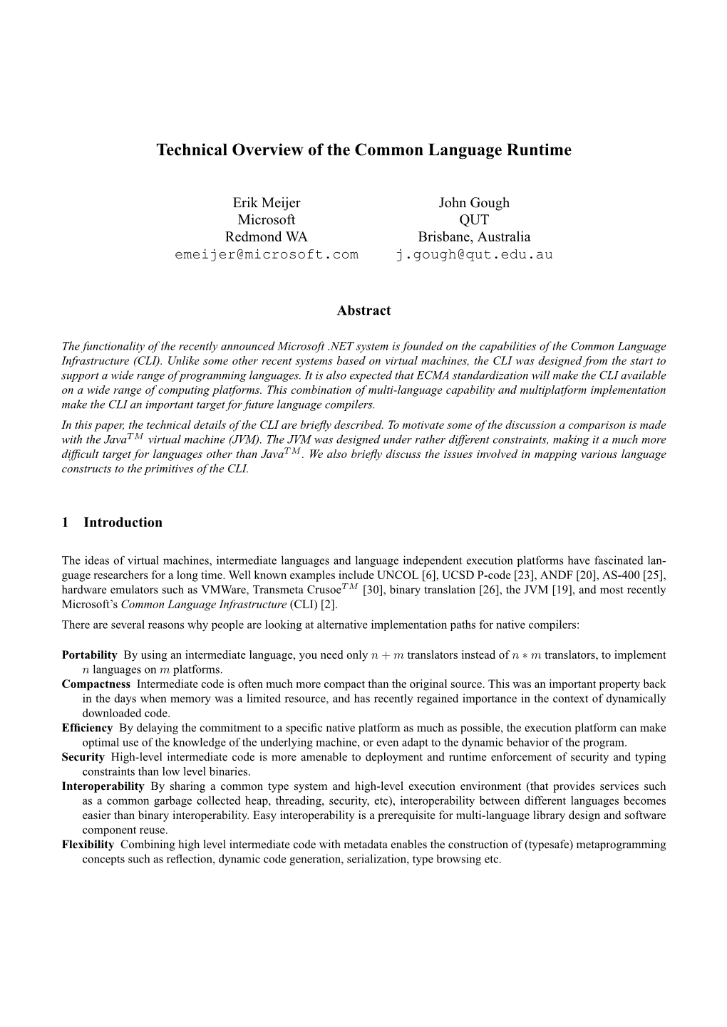 Technical Overview of the Common Language Runtime