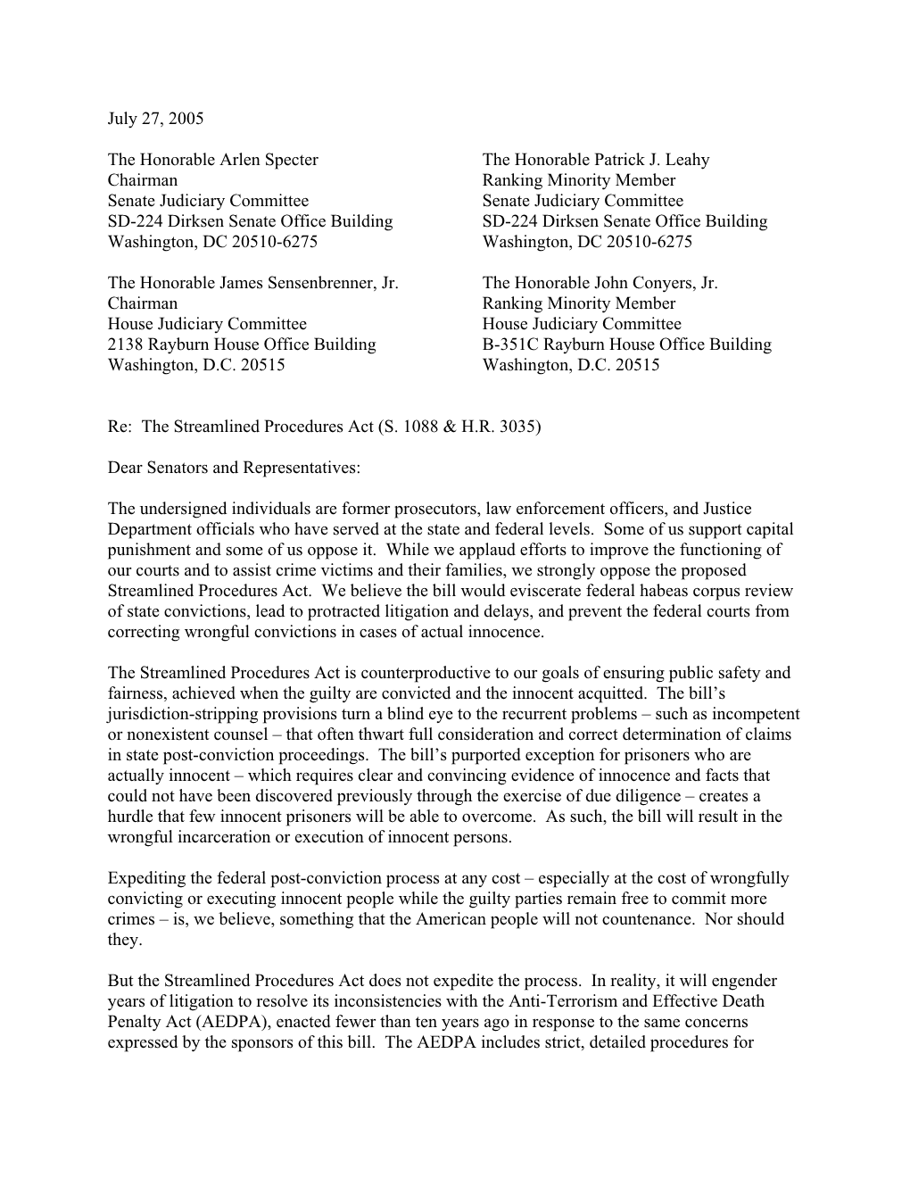 Letter from Former Attorneys General and Prosecutors