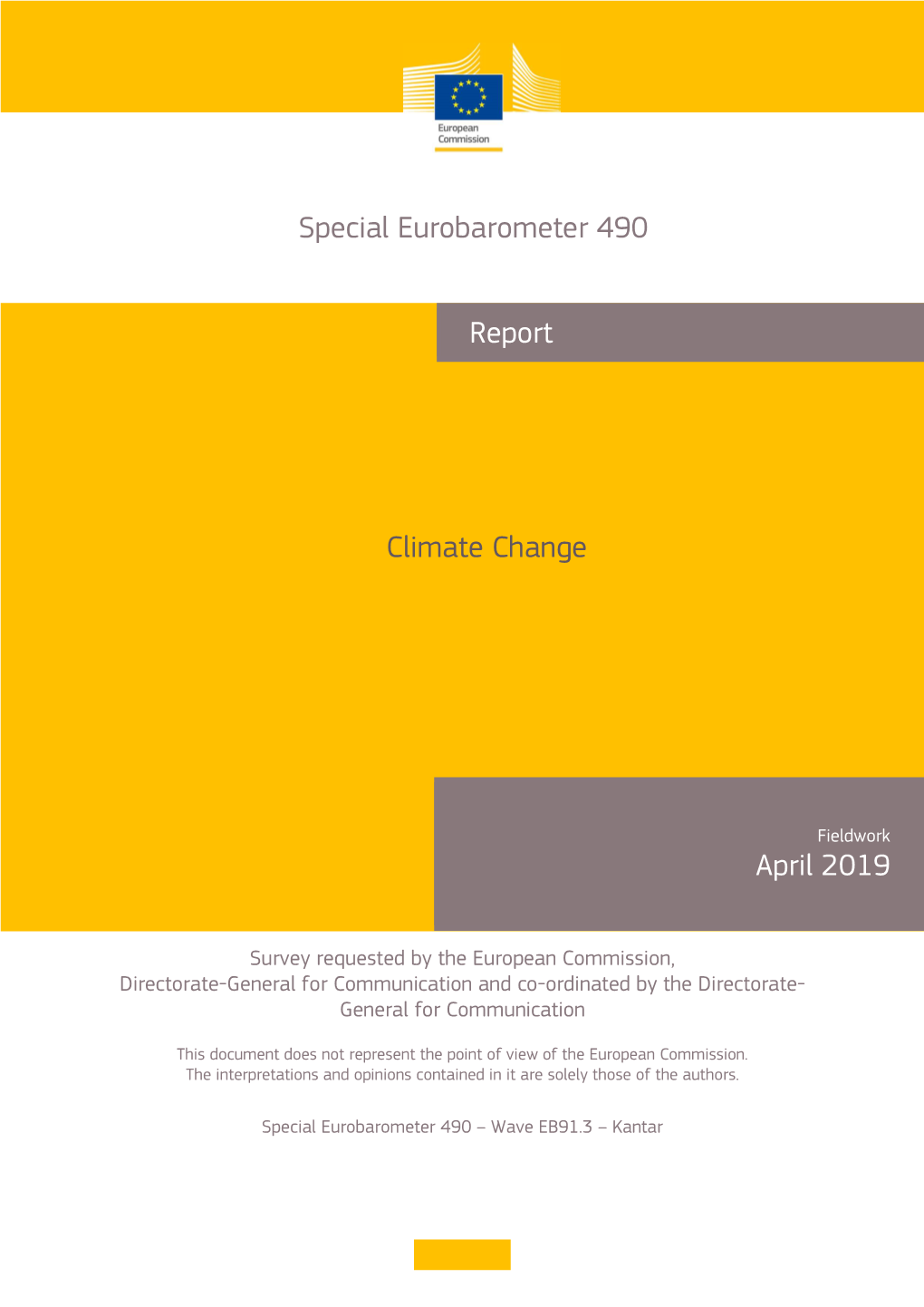 Special Eurobarometer 490 Climate Change Report April 2019