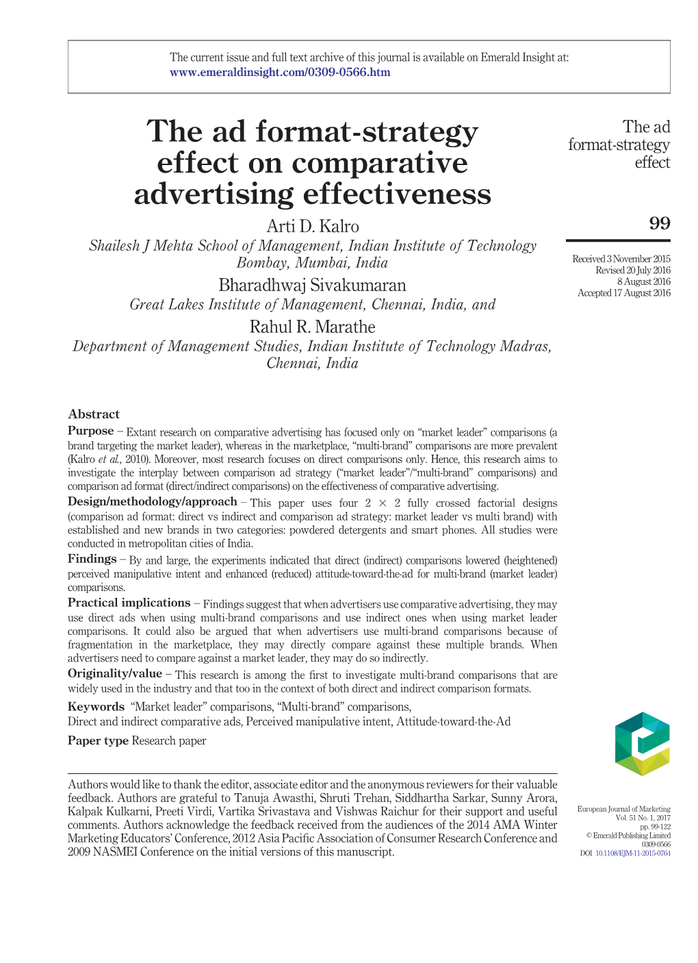 The Ad Format-Strategy Effect on Comparative