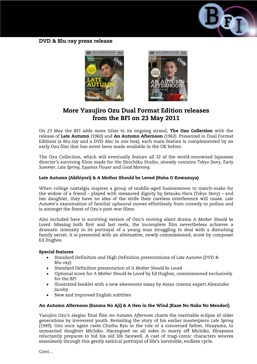 Dvd Press Release