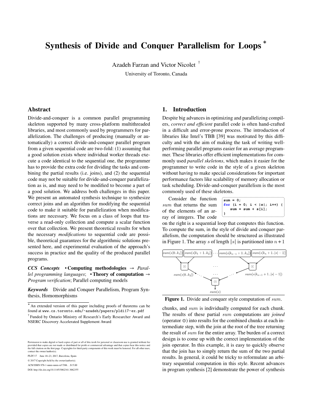 Synthesis of Divide and Conquer Parallelism for Loops ∗