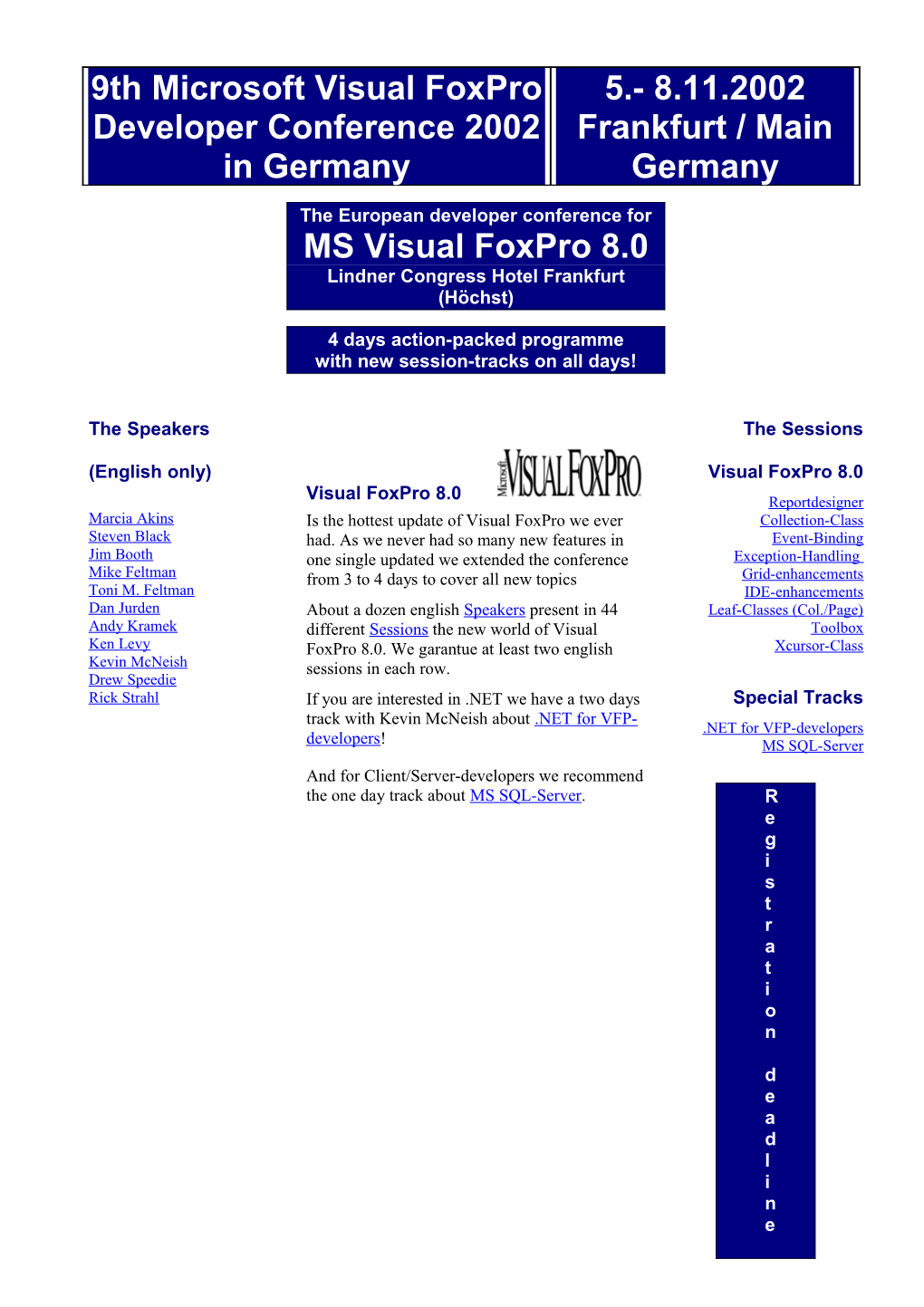 9. Visual Foxpro Developer Conference 2002