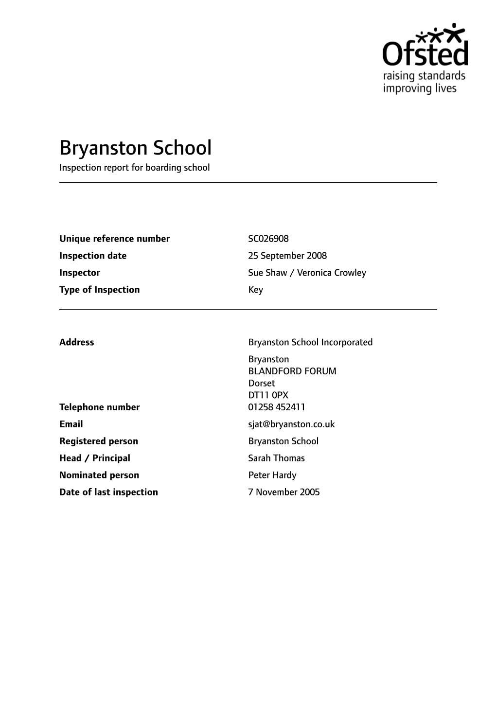 Bryanston School Inspection Report for Boarding School