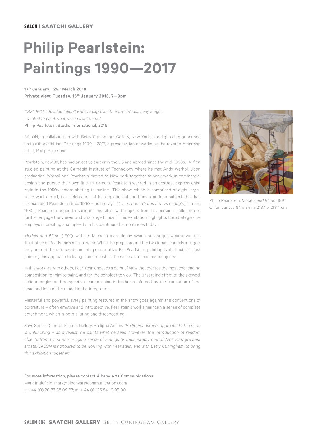 Philip Pearlstein: Paintings 1990­—2017