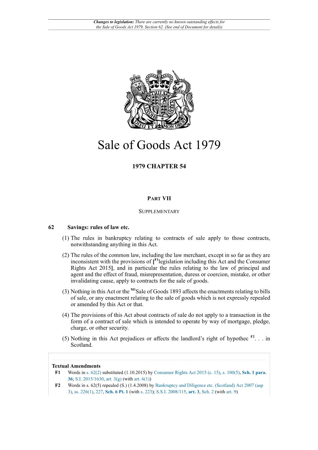 Sale of Goods Act 1979, Section 62
