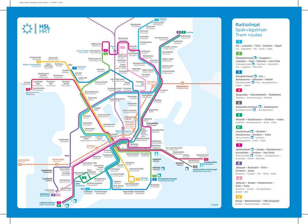 Raitiolinjat Spårvägslinjer Tram Routes