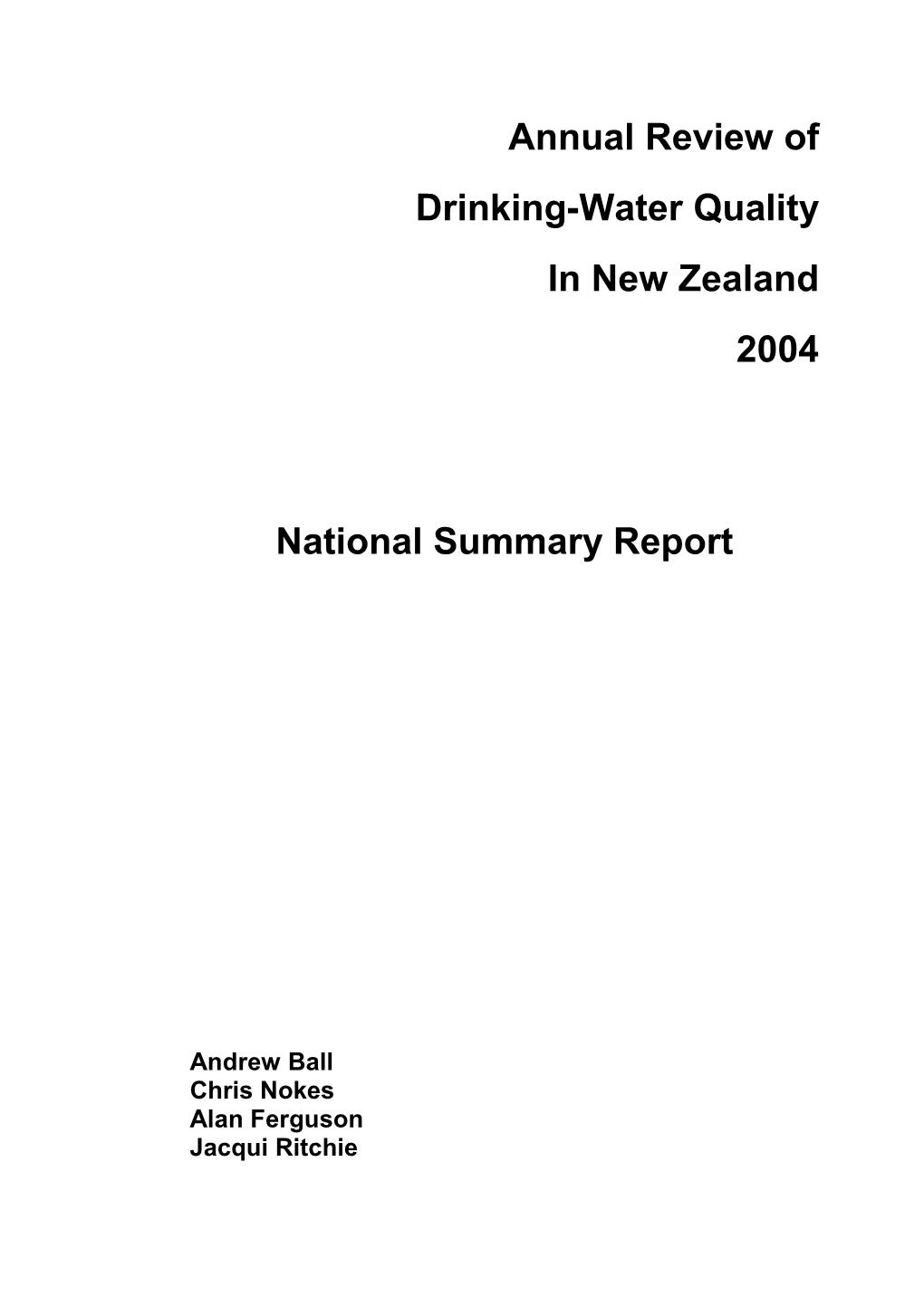 Annual Review of Drinking-Water Quality in New Zealand 2004