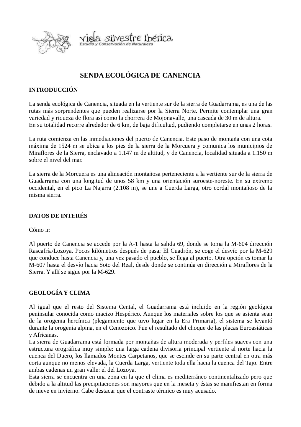 Senda Ecológica De Canencia