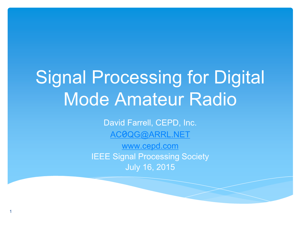 Signal Processing for Digital Mode Amateur Radio