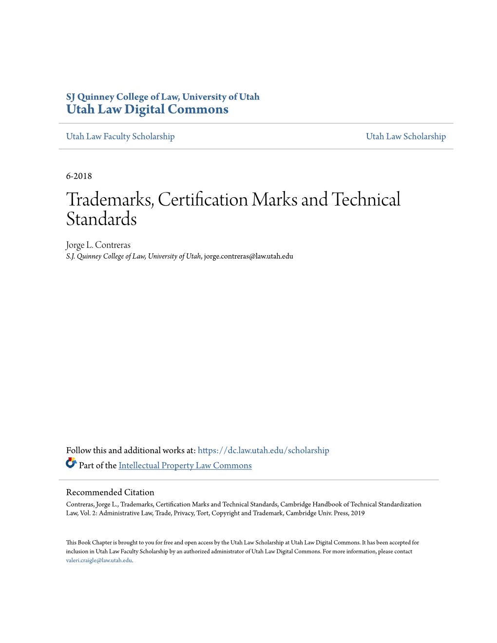 Trademarks, Certification Marks and Technical Standards Jorge L