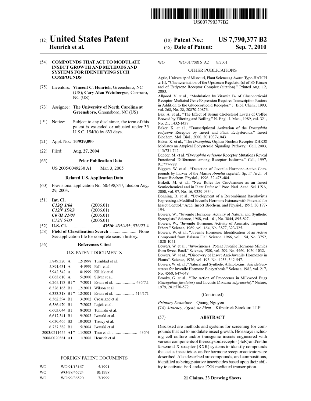 (12) United States Patent (10) Patent No.: US 7,790,377 B2 Henrich Et Al