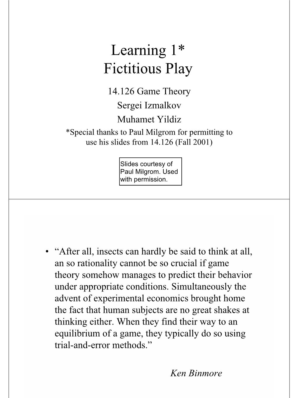 Fictitious Play