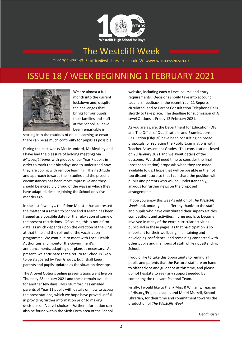 Issue 18 / Week Beginning 1 February 2021