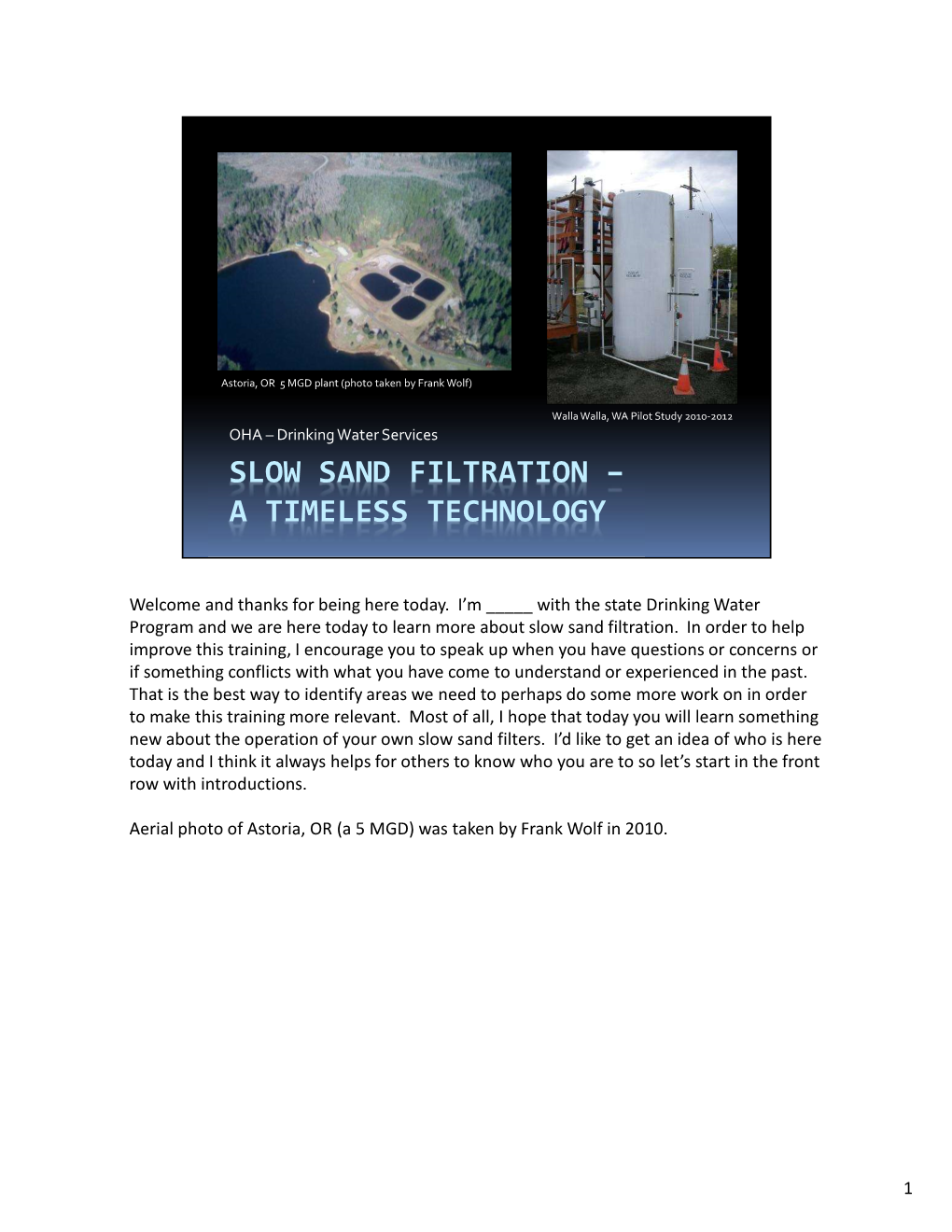 Slow Sand Filtration – a Timeless Technology