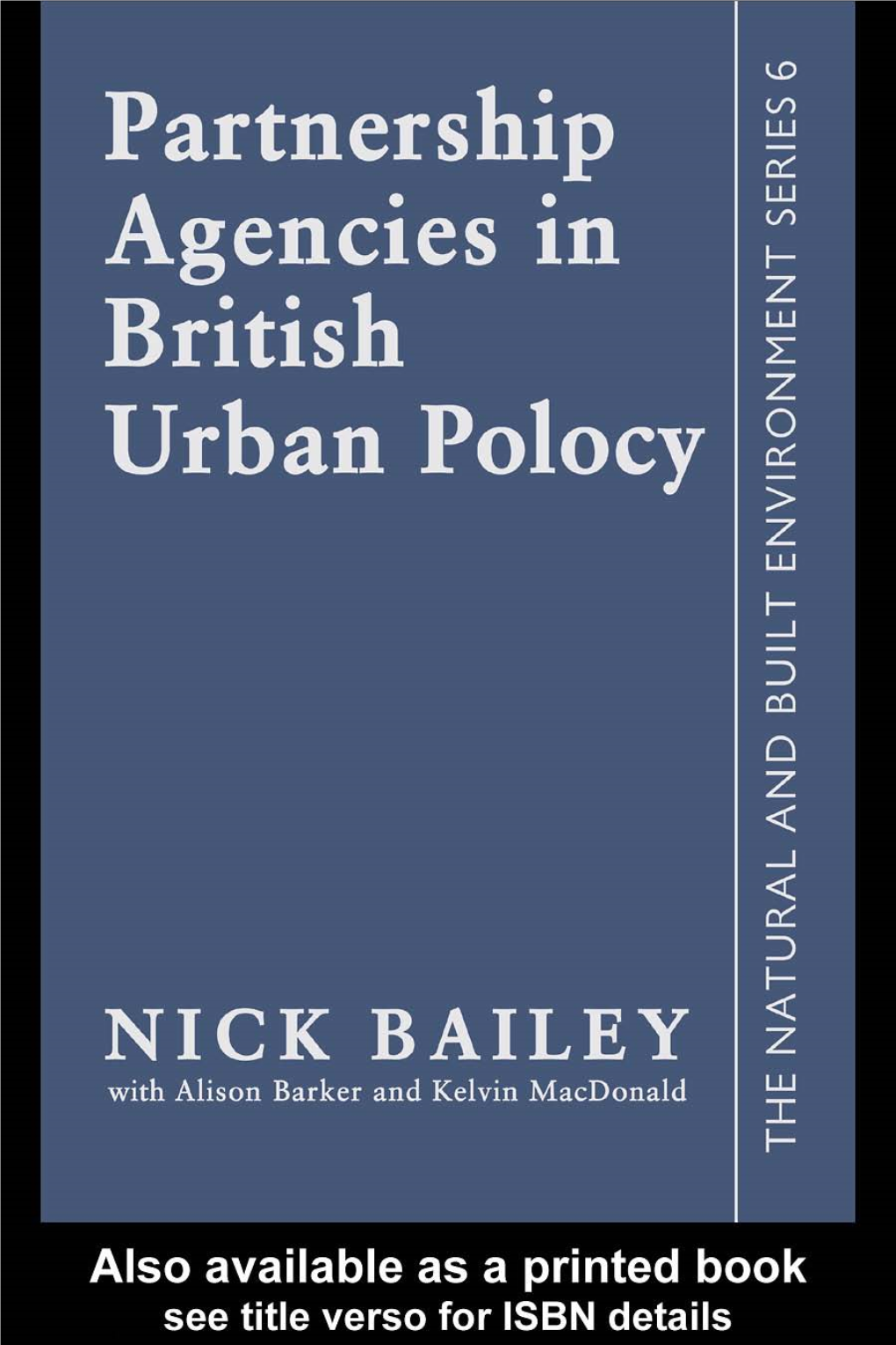 Partnership Agencies in British Urban Policy