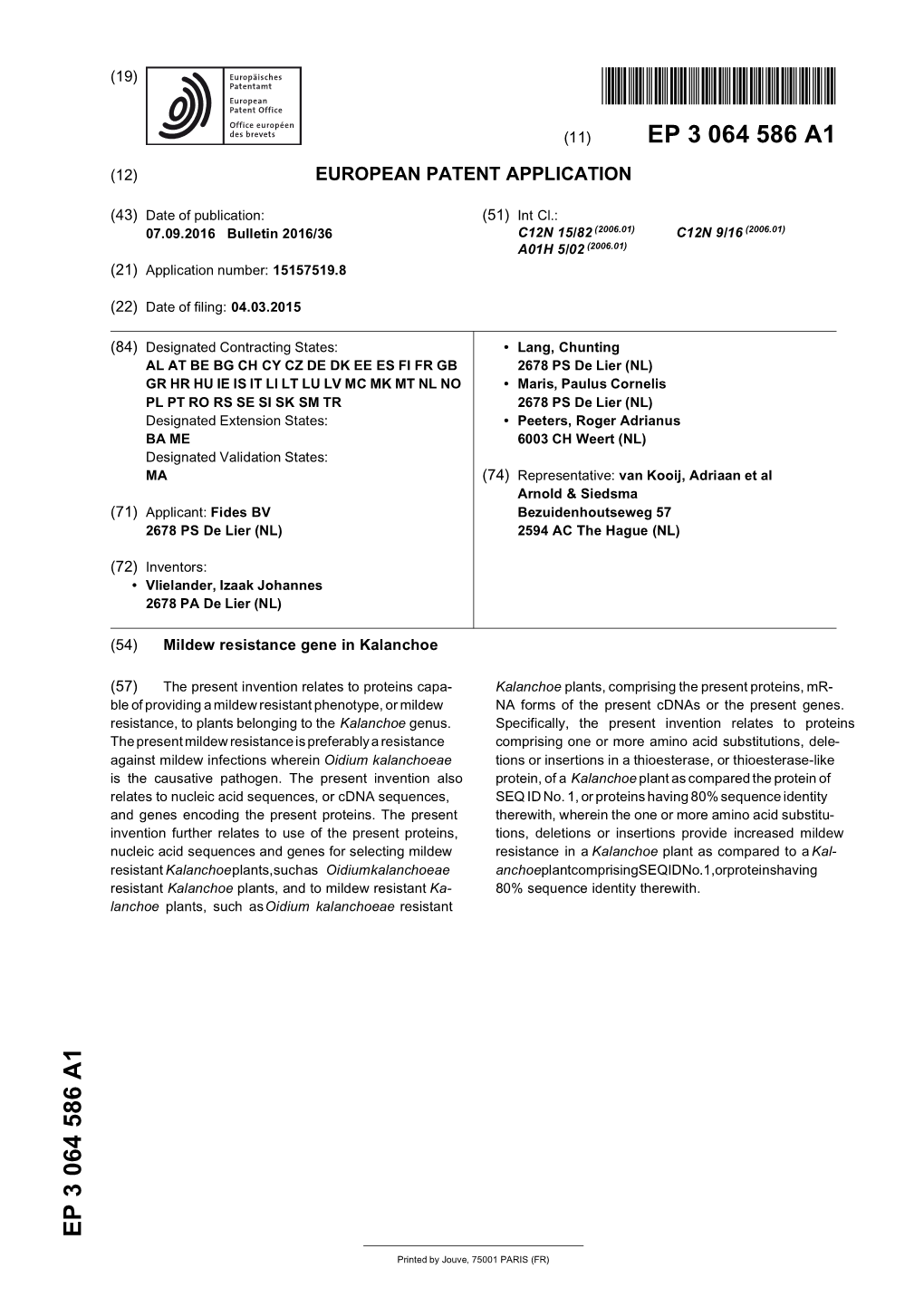 Mildew Resistance Gene in Kalanchoe