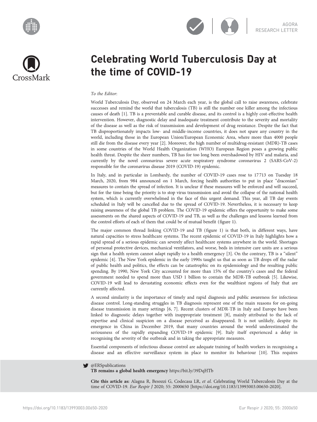 Celebrating World Tuberculosis Day at the Time of COVID-19