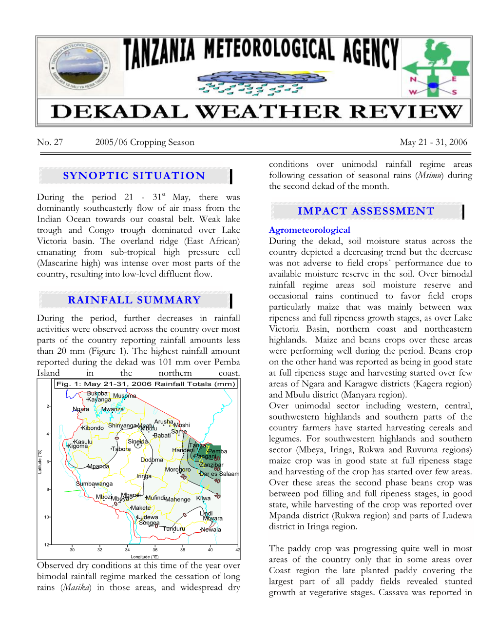 Synoptic Situation Rainfall Summary Impact Assessment