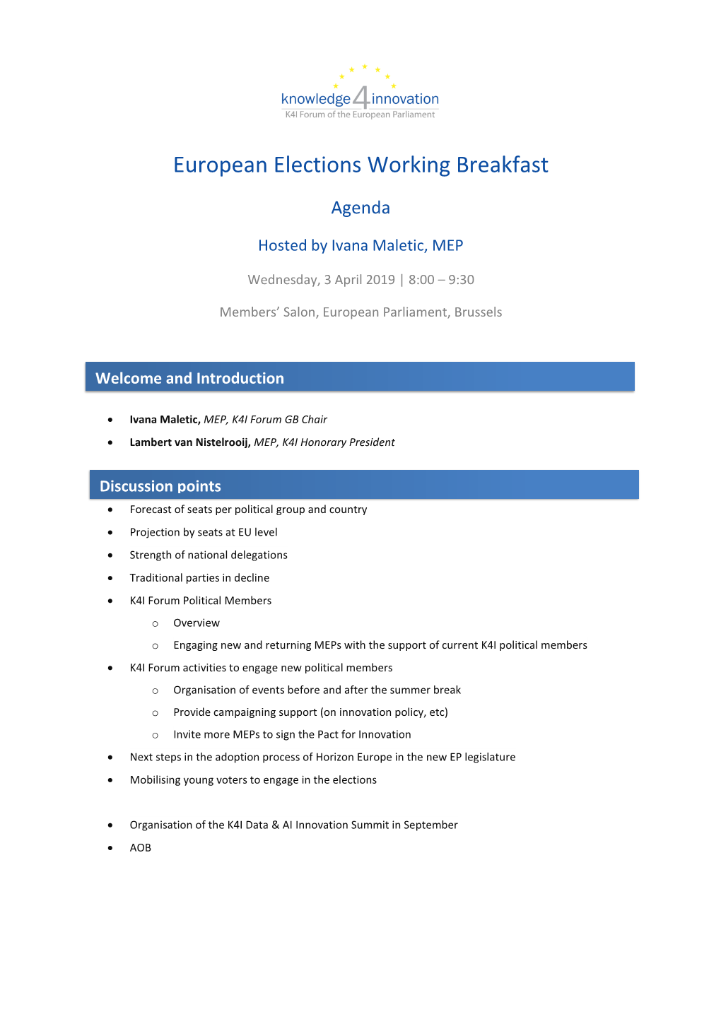 European Elections Working Breakfast