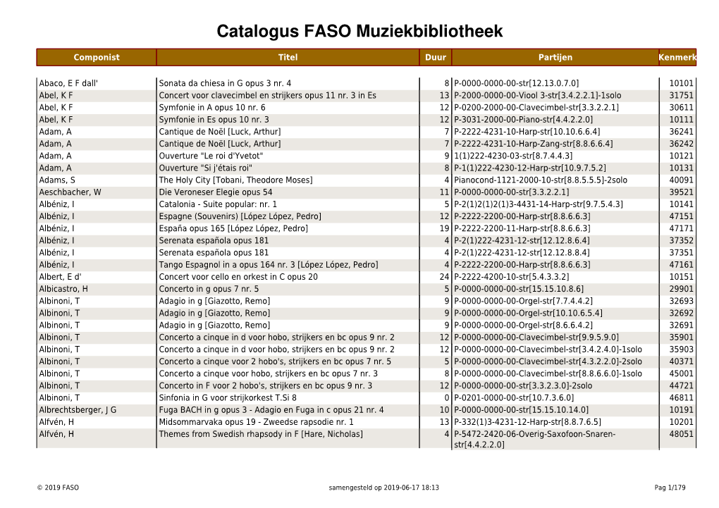 FASO Catalogus Van 2019-06-17