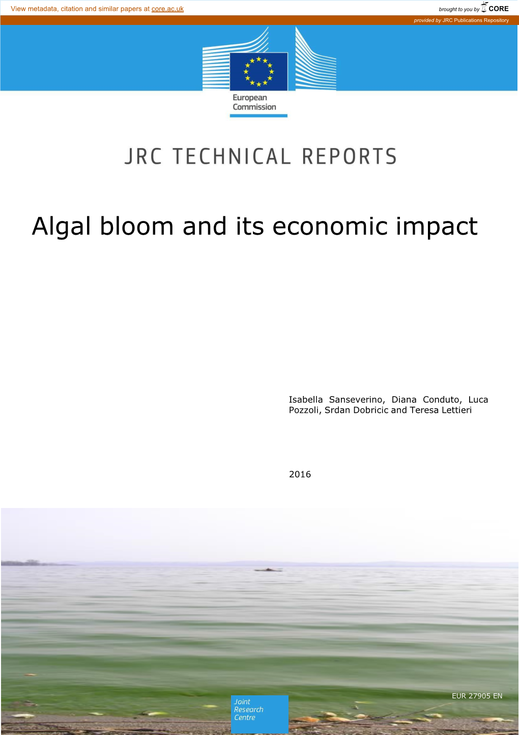 Algal Bloom and Its Economic Impact