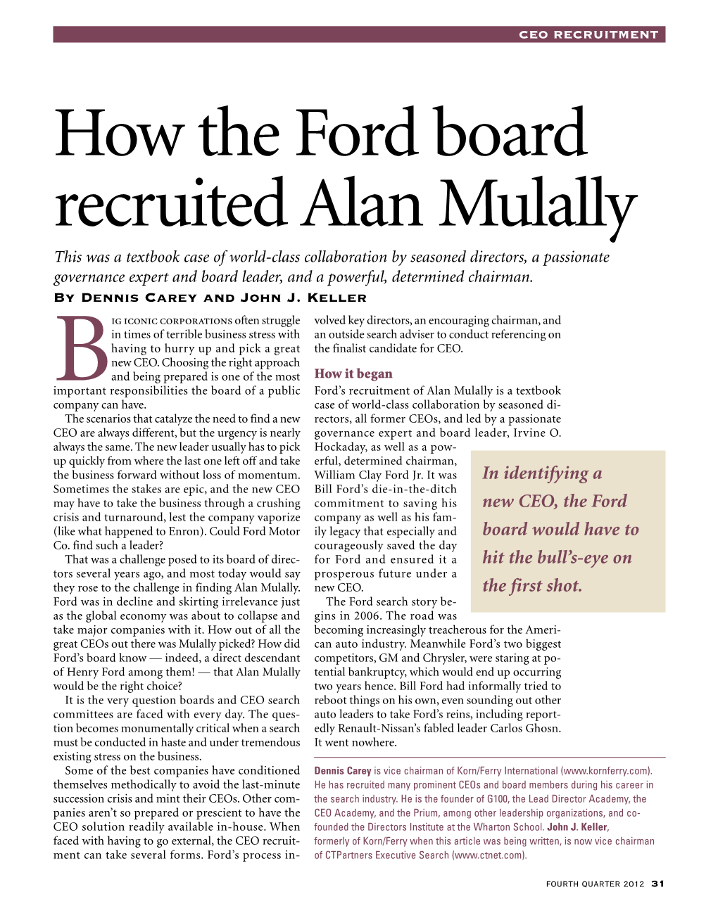 How the Ford Board Recruited Alan Mulally