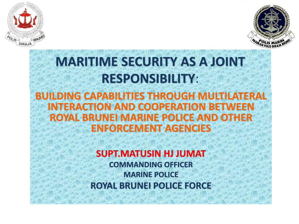 Maritime Security As a Joint Responsibility