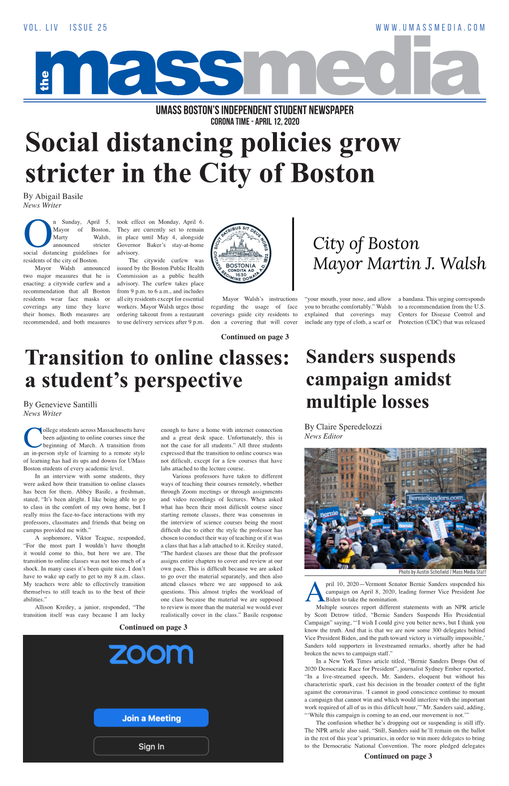 Social Distancing Policies Grow Stricter in the City of Boston by Abigail Basile News Writer