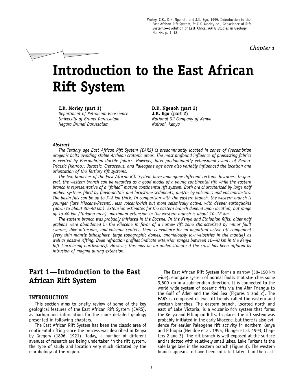 Chapter 1: Introduction to the East African Rift System