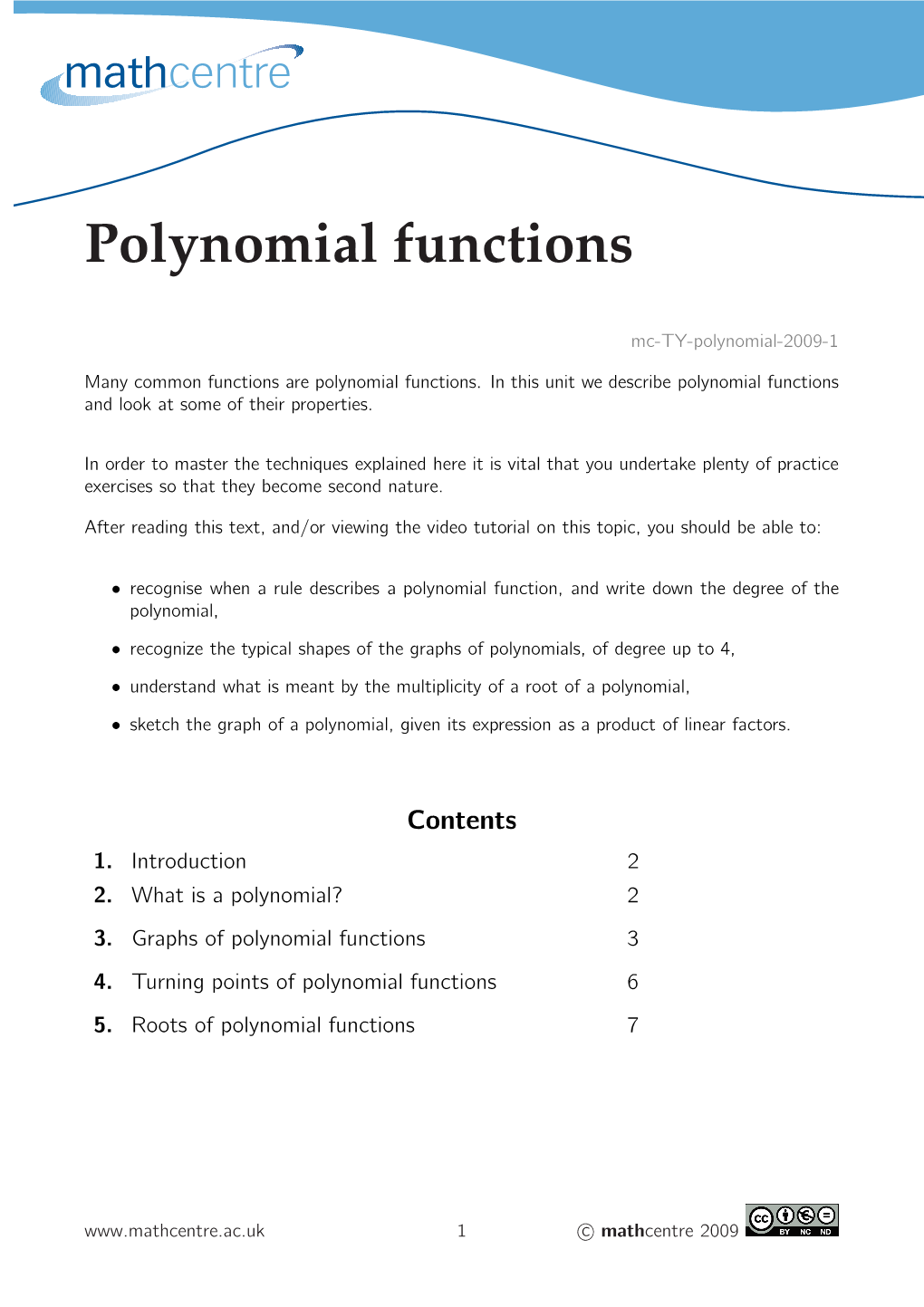 Polynomial Functions