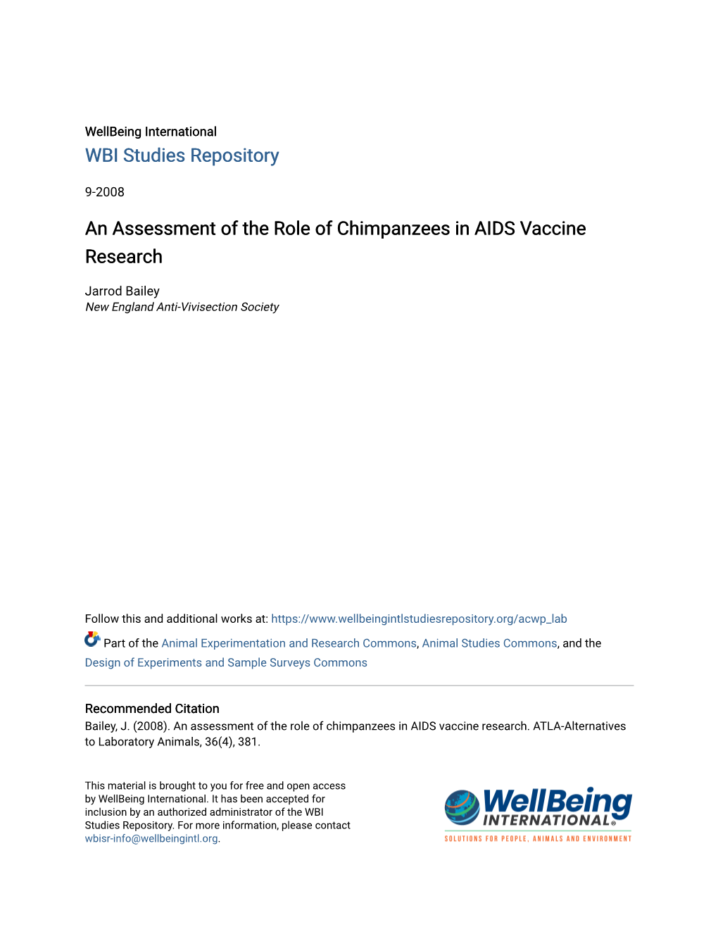 An Assessment of the Role of Chimpanzees in AIDS Vaccine Research