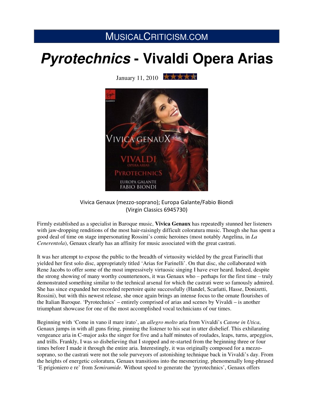 Pyrotechnics - Vivaldi Opera Arias