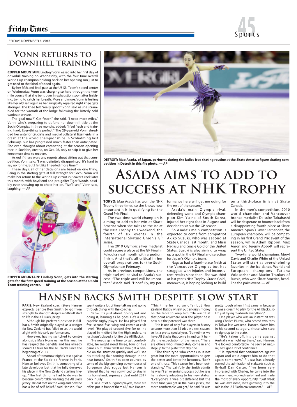 Asada Aims to Add to Success at NHK Trophy