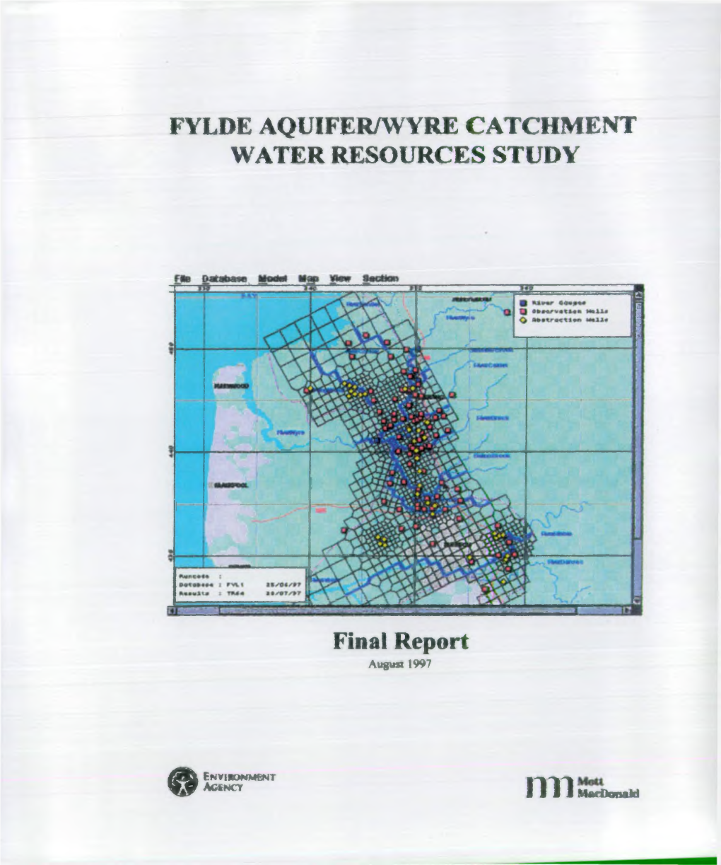 Fylde Aquifer/Wyre Catchment Water Resources Study Final Report