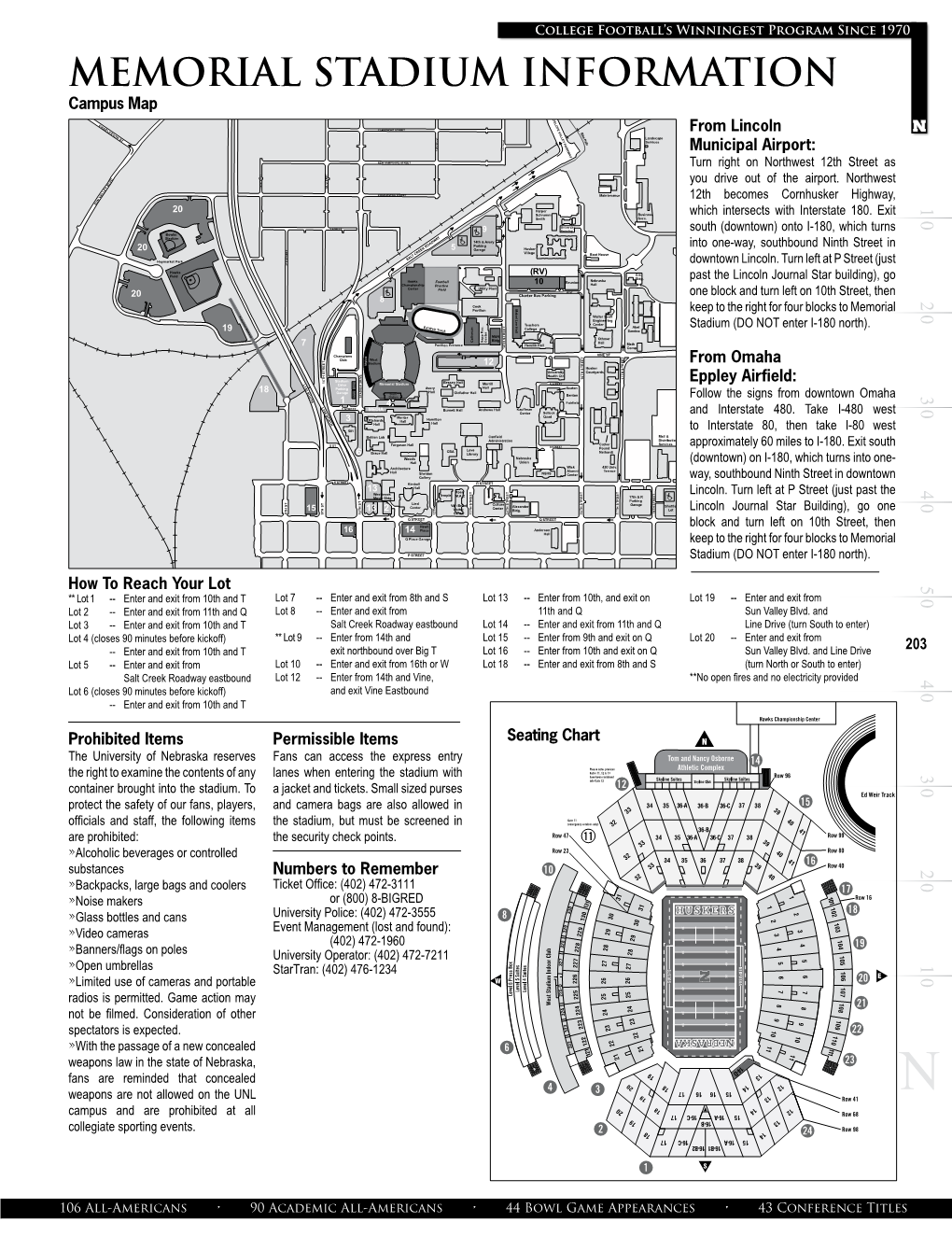 Memorial Stadium Information Campus Map N