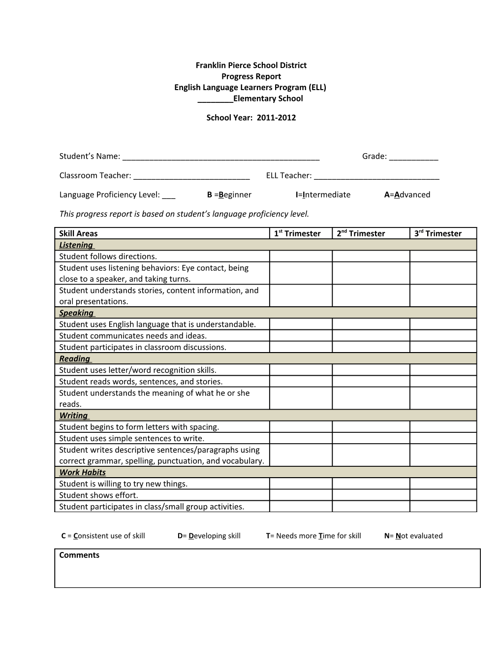 New ELL Progress Report