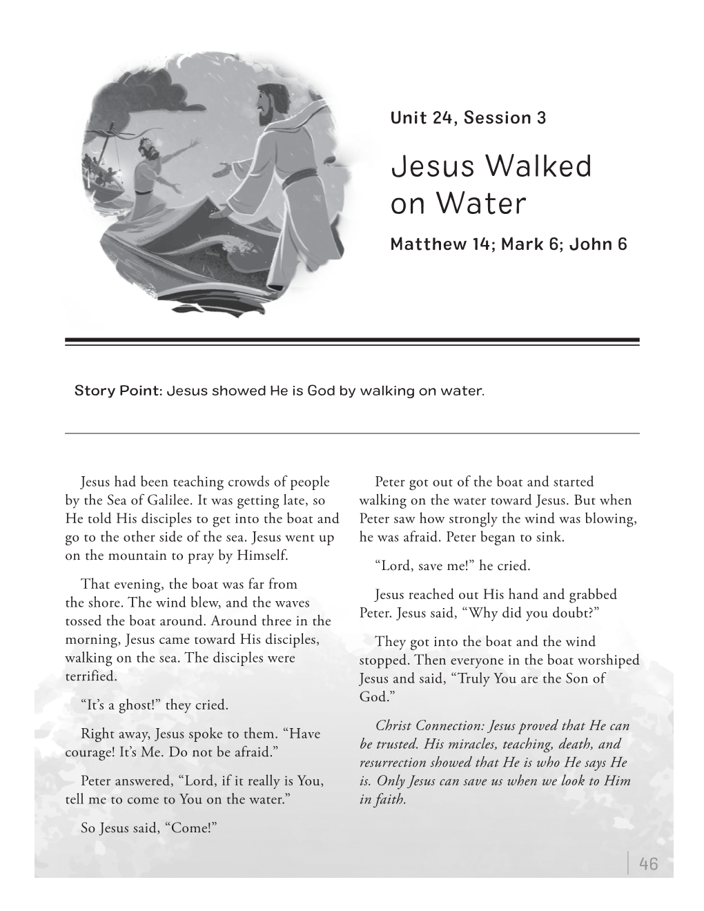 Jesus Walked on Water Matthew 14; Mark 6; John 6